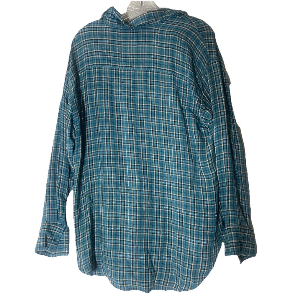 Loft Blue Black And White Button Up Shirt Size XS - Picture 2 of 7